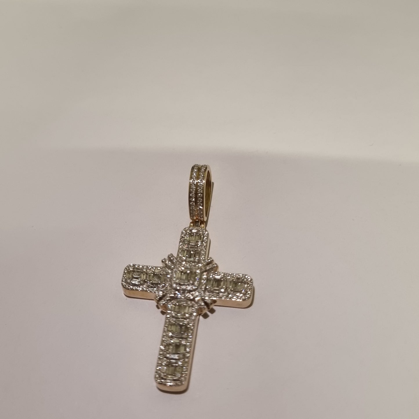 Double Line Centre Cross Diamond Cross Pendant