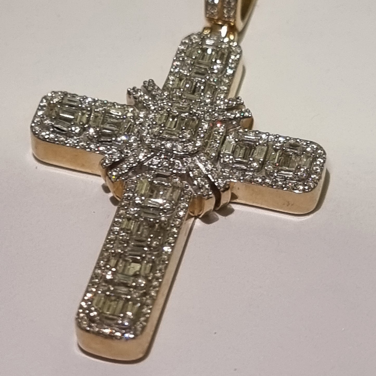 Double Line Centre Cross Diamond Cross Pendant