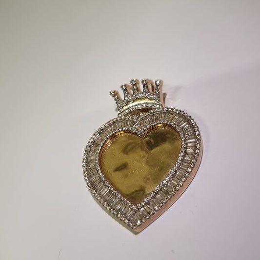 Diamond Crown Heart Memorial Pendant