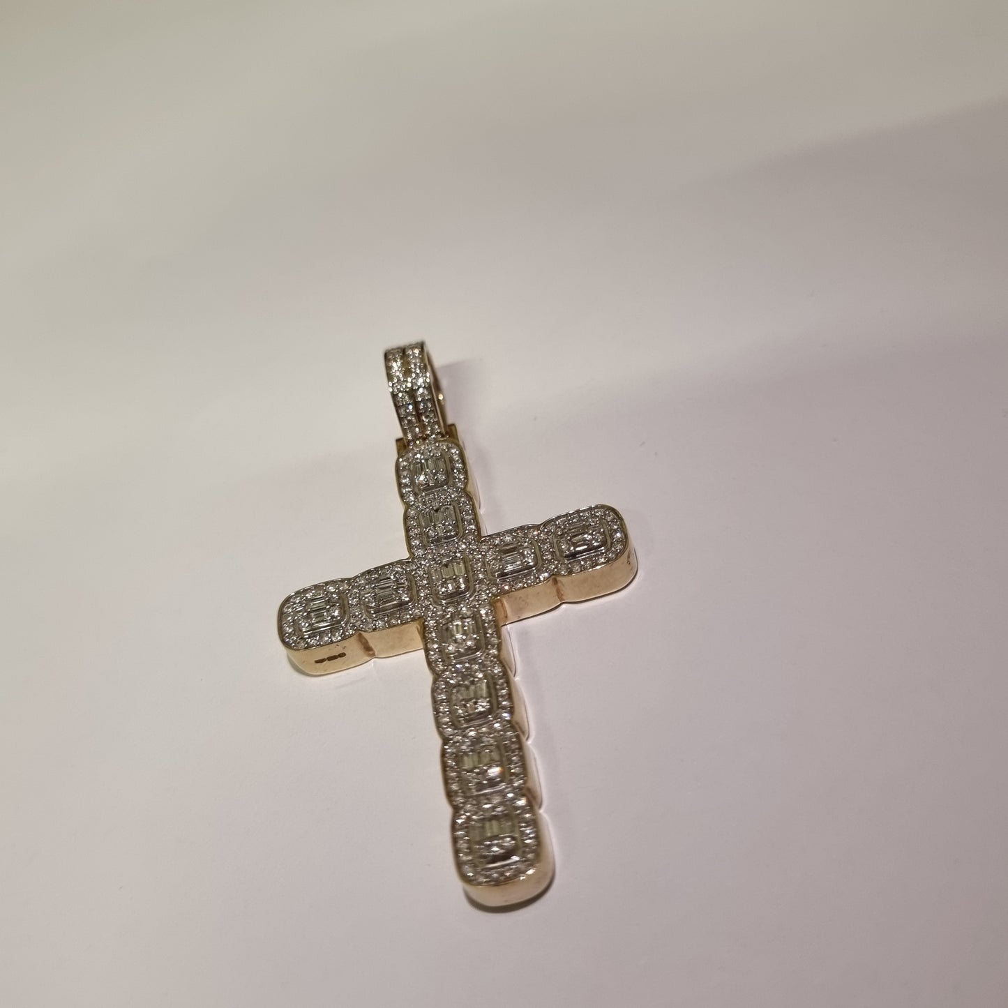 Large Illusion Emarald Set Cross Pendant