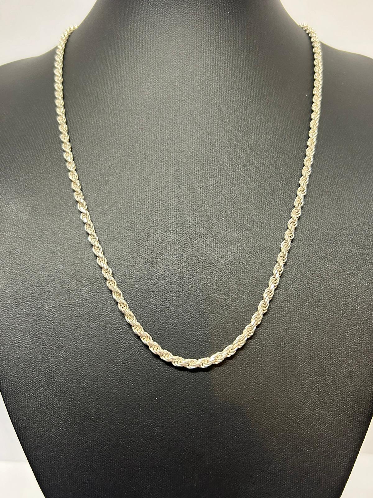 Silver Diamond Cut Rope Chain