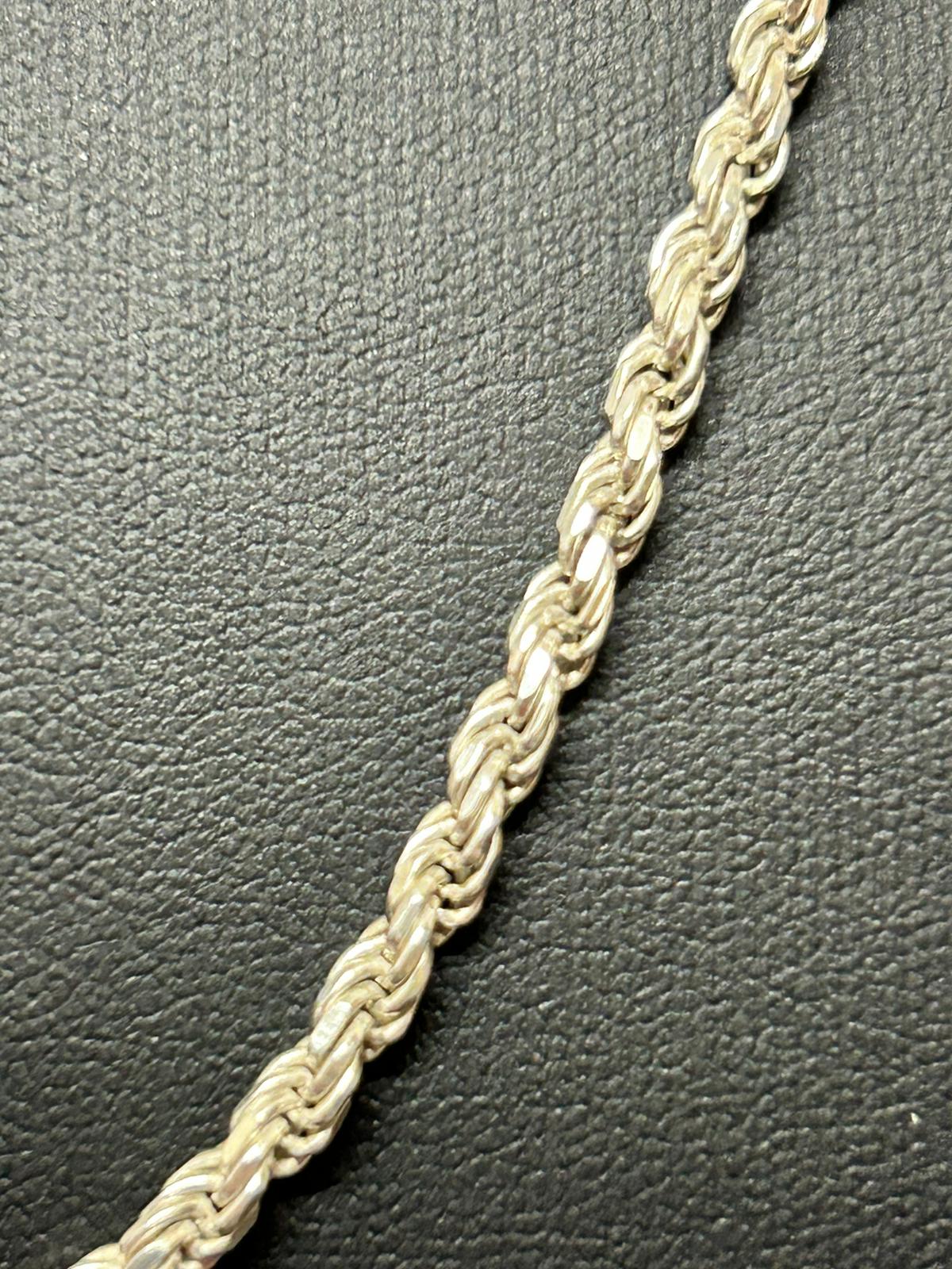 Silver Diamond Cut Rope Chain